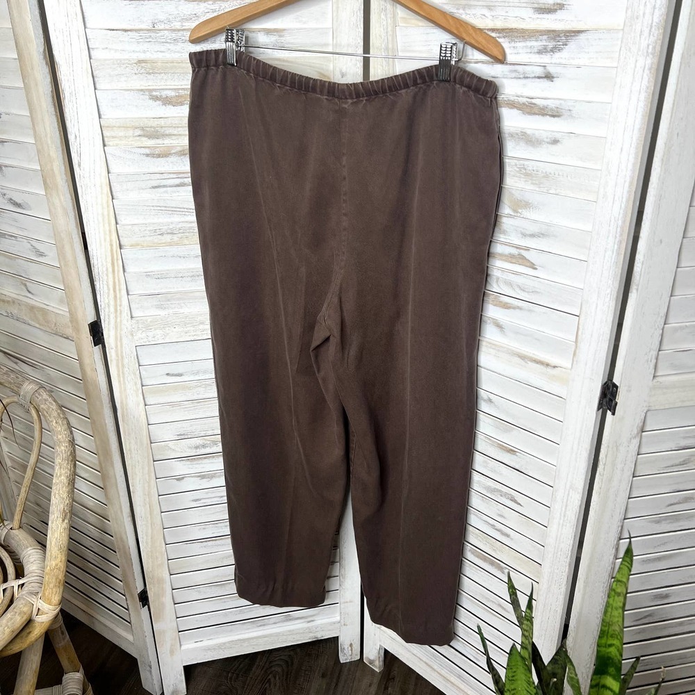 J. JILL VINTAGE Women's Tencel Lyocell Drawstring Wide Leg Lagenlook Pants Brn M - Picture 11 of 12